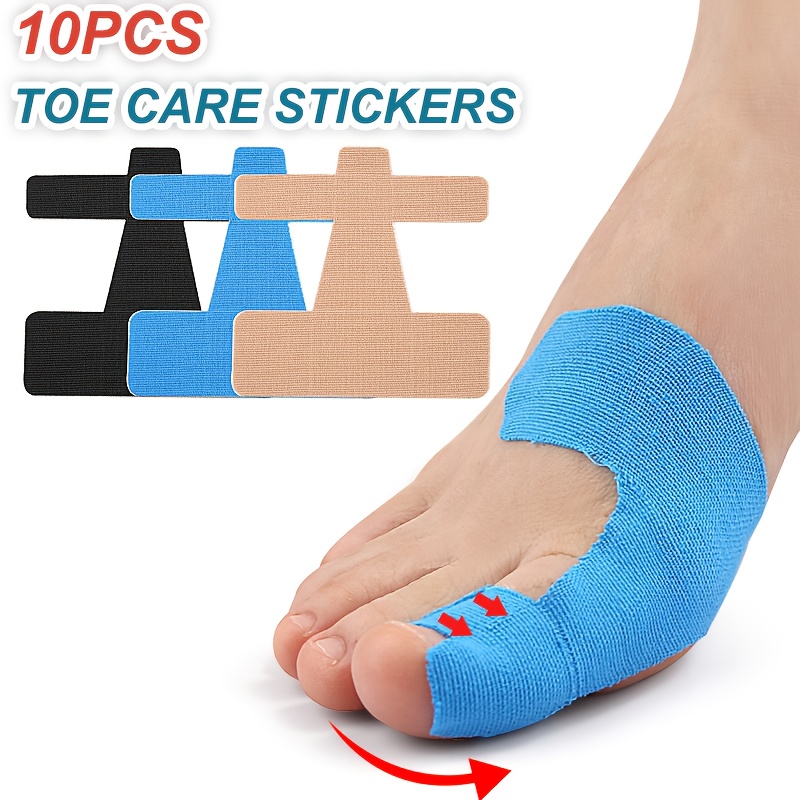 Kinesiology Tape Sports - เทปคิเนซิโอโลยีสำหรับแก้ไขนิ้วหัวแม่เท้าเอียงและบรรเทาอาการปวด 10 ชิ้น สำหรับนิ้วหัวแม่เท้าเอียงและนิ้วหัวแม่เท้าที่เสียรูป/ตัวคั่น/ตัวปรับนิ้วหัวแม่เท้าให้ตรง