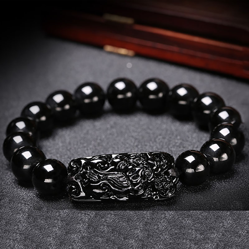 Health Wellness Products - Obsidian Pixiu สร้อยข้อมือพุทธ Blessing กําไลข้อมือหินธรรมชาติลูกปัดสายรัดข้อมือ Feng
