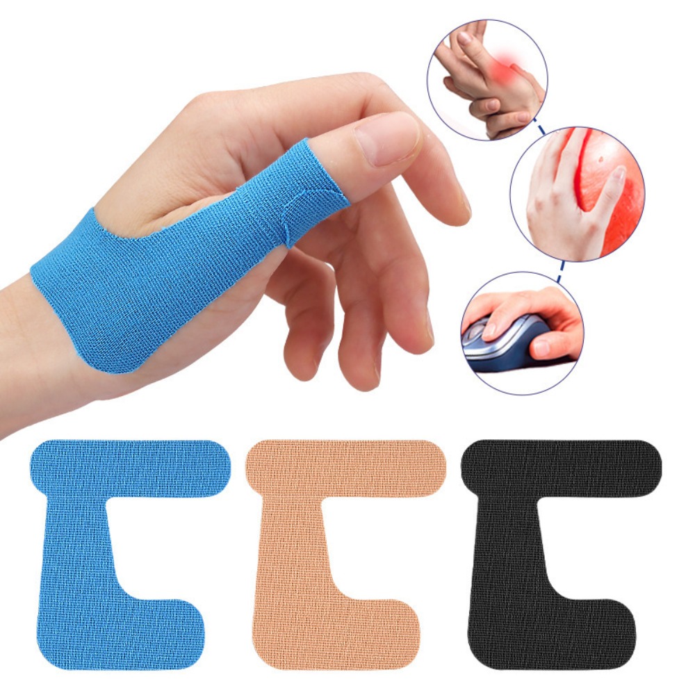 Kinesiology Tape Sports - เทปพันนิ้วโป้งแบบตัดสำเร็จ 5 ชิ้น เทปคิเนซิโอเทปแบบมีกาวในตัว แผ่นปิดนิ้วเท้า ผ้าพันนิ้วมือ